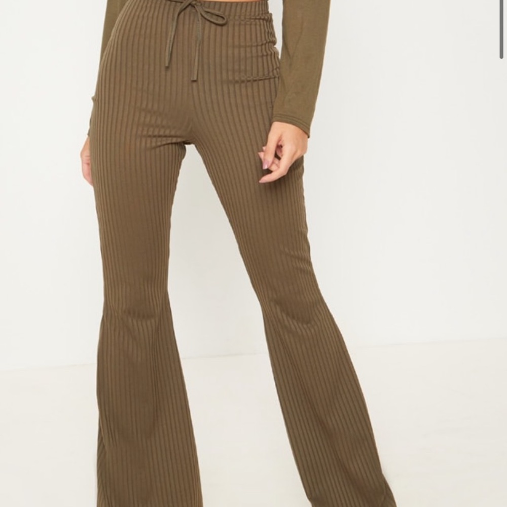 Ribbed Knit Flare Pants